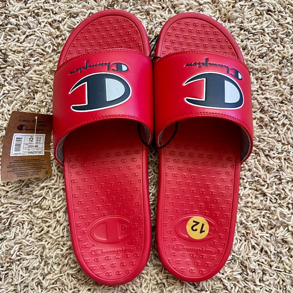 Champion Men’s Super Slide Sandals Shoes Red, Size 12 (New)